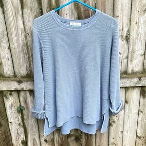 Margaret Winters cotton waffle knit nubby top contrast cuffs Lagenlook M